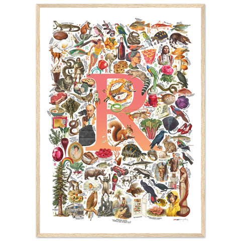 "R is for Remarkable" — a Renard Roux alphabet poster with English R words (red version)