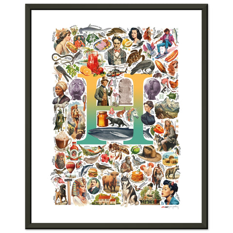 H is for Heroes - a poster with English H words