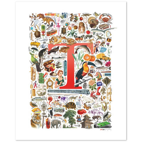 T is for Treasure - a poster with English T words